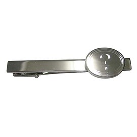 Silver Toned Etched Oval Question Mark Tie Clip