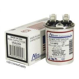 Amrad 5 MFD x 370 / 440 VAC Round Run Capacitor AmRad USA2204 - Made in the USA