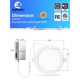 24 Pack 6 Inch 5CCT Ultra-Thin LED Recessed Ceiling Light with Junction Box, 2700K/3000K/4000K/5000K/6500K Selectable, 1050LM Brightness, 12W Eqv 110W, Dimmable Canless Wafer Downlight - ETL & FCC