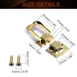 MroMax 2Pcs Toggle Catch Lock 1.57" x 1.06" (LxW) Iron Hasp Latches Yellow Tone Modern Decorative Clasp with Mounting Screws for Jewelry Case Wooden Boxes Mailbox Chest Trunk Toolbox and Suitcase