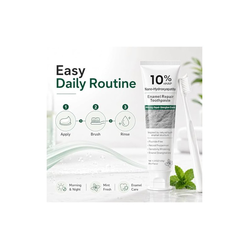 10% Nano Hydroxyapatite Toothpaste, Fluoride Free Toothpaste for Sensitive Teeth,