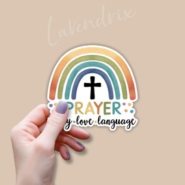 (3Pcs) Prayer is My Love Language Sticker Inspirational Quotes Christian Prayer Motivational Jesus Bible Verse Vinyl Decal Gift Stickers for Tumbler Laptop Kindle Water Bottles Book Phone - Size 3x3
