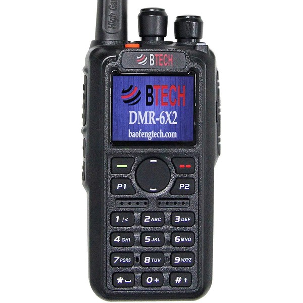 BTECH DMR-6X2 (DMR and Analog) 7-Watt Dual Band Two-Way Radio (136-174MHz VHF & 400-480MHz UHF), with GPS and Recording, Includes Full Kit with 2 Batteries, Programming Cable, and More