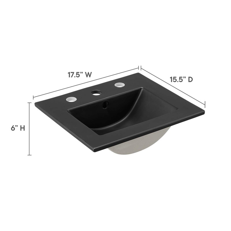 Modway Cayman 18" Bathroom Sink in Black