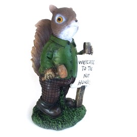 Sammy The Squirrel 20 cm Resin Garden Ornament"Welcome to the Nut House" …