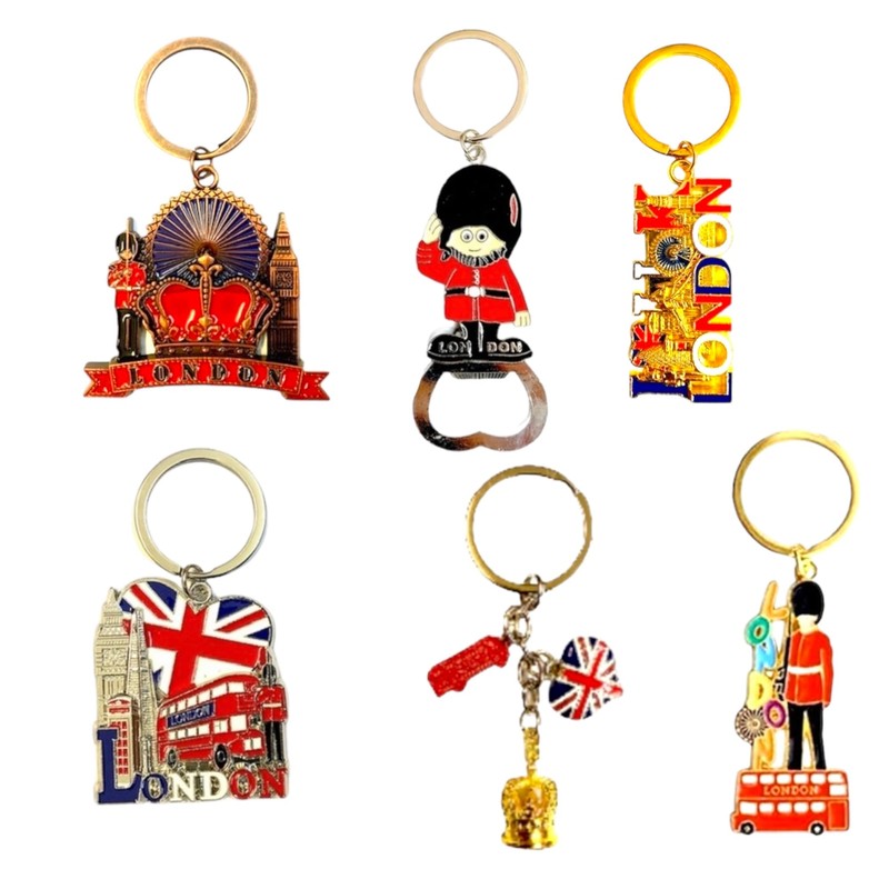 12 London Souvenir Magnets Keyring - Union Jack Magnet Key