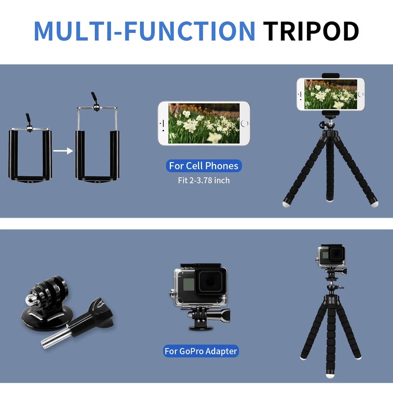 FAEFTY Smartphone Tripod Flexible Mini Portable with 1/4 Inch Screw,