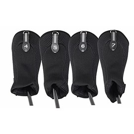 Black All Hybrid Headcover Set 4 5 6 7 Golf Club Covers Head Cover Neoprene Mesh Complete