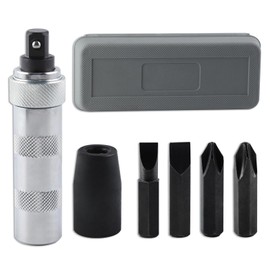 LEONTOOL 3/8 Inch Drive Manual Impact Driver Set Hand Impact Driver Extractor Tool, Reversible Hand Screwdriver Set, with Slotted and Phillips Screwdriver Bits, for Tighten/Rusted Fasteners