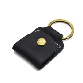 BEADY Keychain, Genuine Leather, Keyring, Crazy Horse Leather, Men's, Women's, Gift, Black