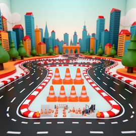 14 Pcs Miniature Road Cone Orange Mini Traffic Cones Plastic Sign Road Cone Toy Roadblock Cone Sign Model Photo Prop Educational for Kids Small Orange Construction Cones,Safety Cones,Safety Barriers