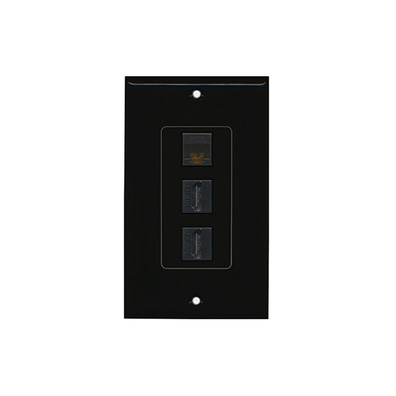 RiteAV - 1 Cat6 Black Ethernet Port and 2 HDMI