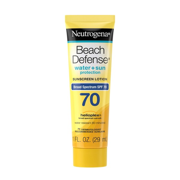 Neutrogena Beach Defense Water Resistant Sunscreen Body Lotion with Broad Spectrum SPF 70, Oil-Free and Fast-Absorbing, 1 oz (Pack of 48)