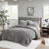 Pemberly Row Fur Down Comforter Mini Set in Gray King/Cal