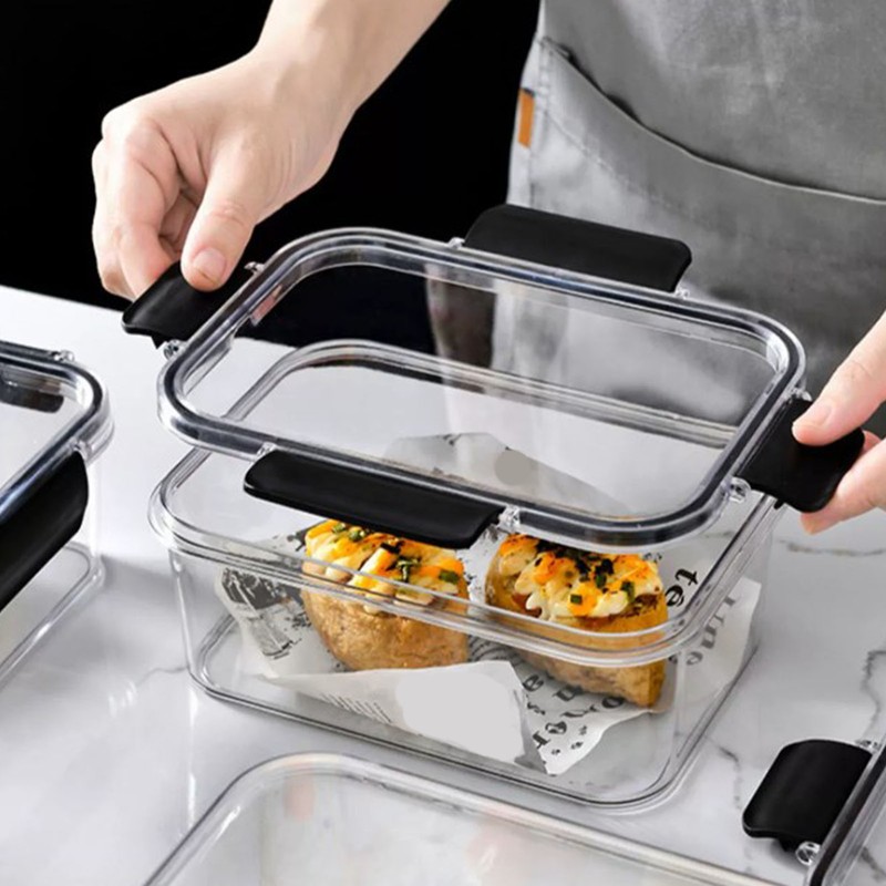 2PCS Food Storage Container Food Grade Clear Refrigerator Organizer Box