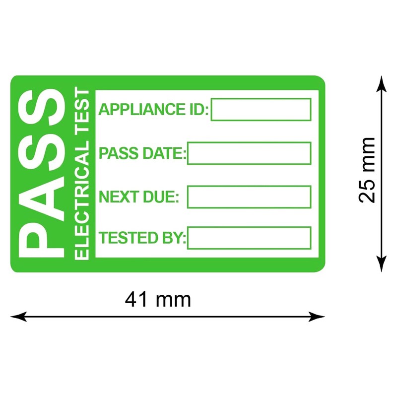 PACK4YA Pat Safety Test Sticker, 250pcs 25x41 mm Pat Test