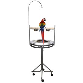 72" Large Hangout Bird Play Stand Play Ground Stainless Steel Pan with Metal Seed Guard