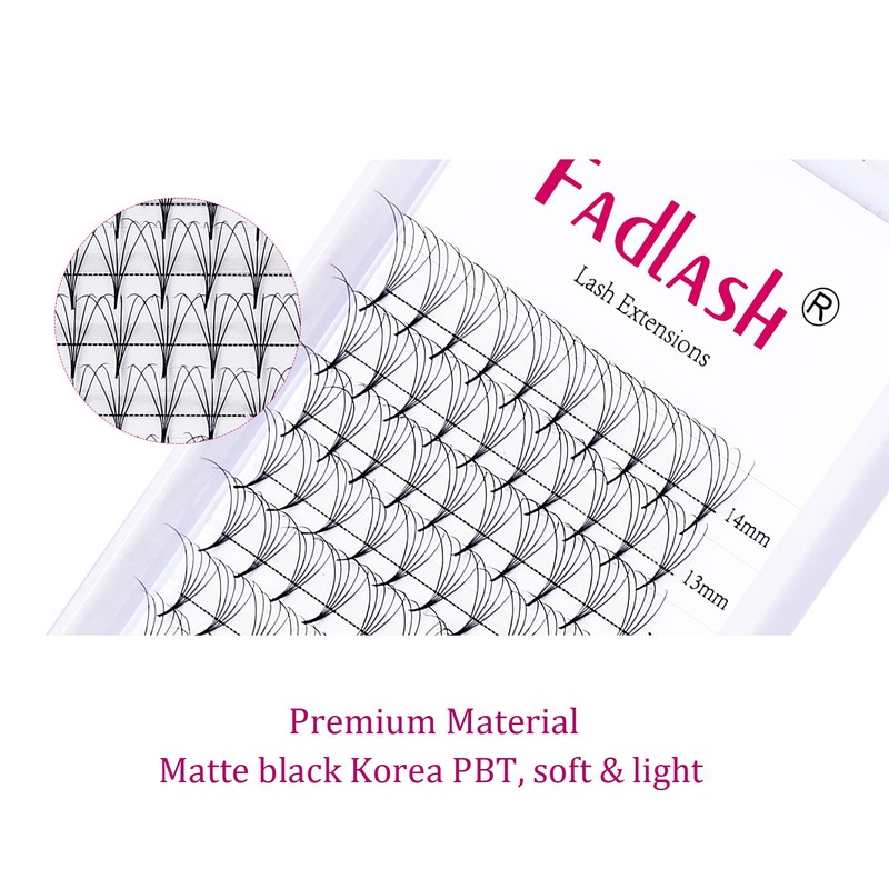 Fan Eyelashes, 5D Eyelashes, 0.05 mm Volume, C Curl, 8-14