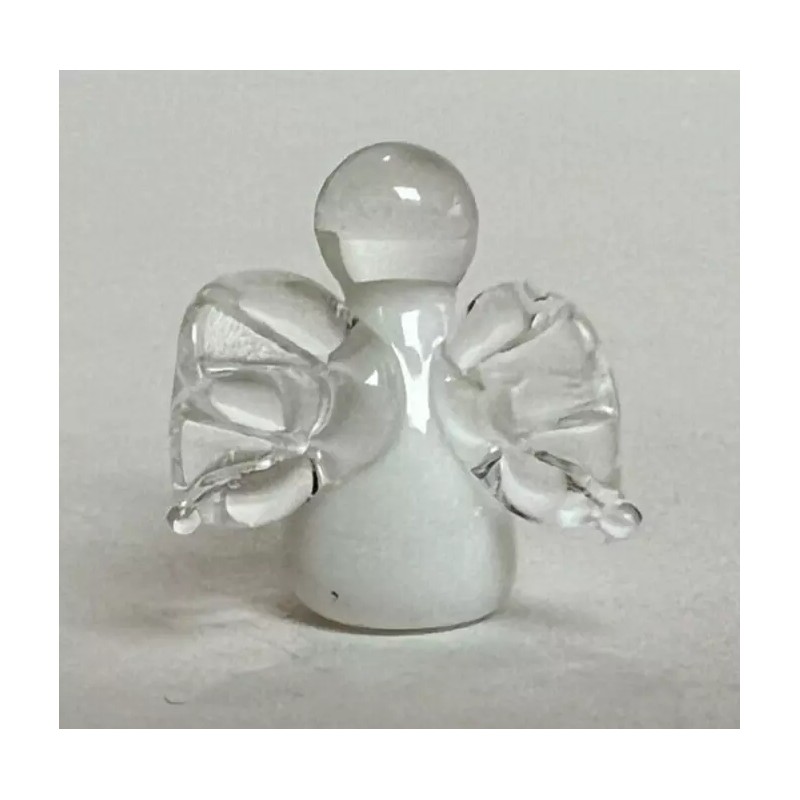 Ganz TINY Glass "ANGEL WISHES" Figurine "WHITE for Friendship"" +Card