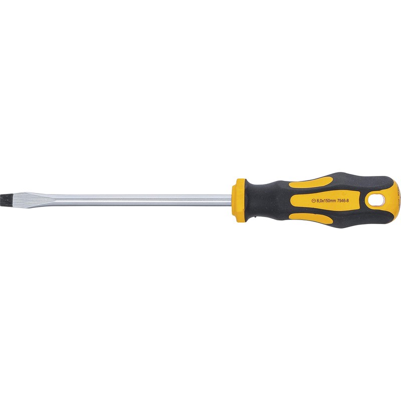 Kraftmann 7946-8 Slotted Screwdriver, Silver/Yellow/Black, 8 x 150 mm