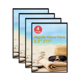 KikoSkool Magnetic Picture Frames, 4 Pack Black Holds 8.5 x 11 Fridge Magnets Photos Frame, Magnetic Photo Pocket Perfect for Displaying Photos, Artworks and Schedules.