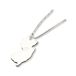 New Jersey necklace engraveable personalize New Jersey state necklace sterling silver state necklace with heart - Hometown Gift