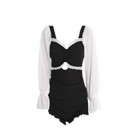 One Piece Swimsuit Long Sleeve Conservative One Piece Bathing Suit Fairy for WomanM