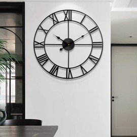 Mee 2ou Large Wall Clock for Living Room Decor - 60cm/ 24 Inches Silent Non-Ticking Metal Wall Clocks Battery Operated, Vintage Decorative Modern Wall Clock for Bedroom, Office, Farmhouse Decor