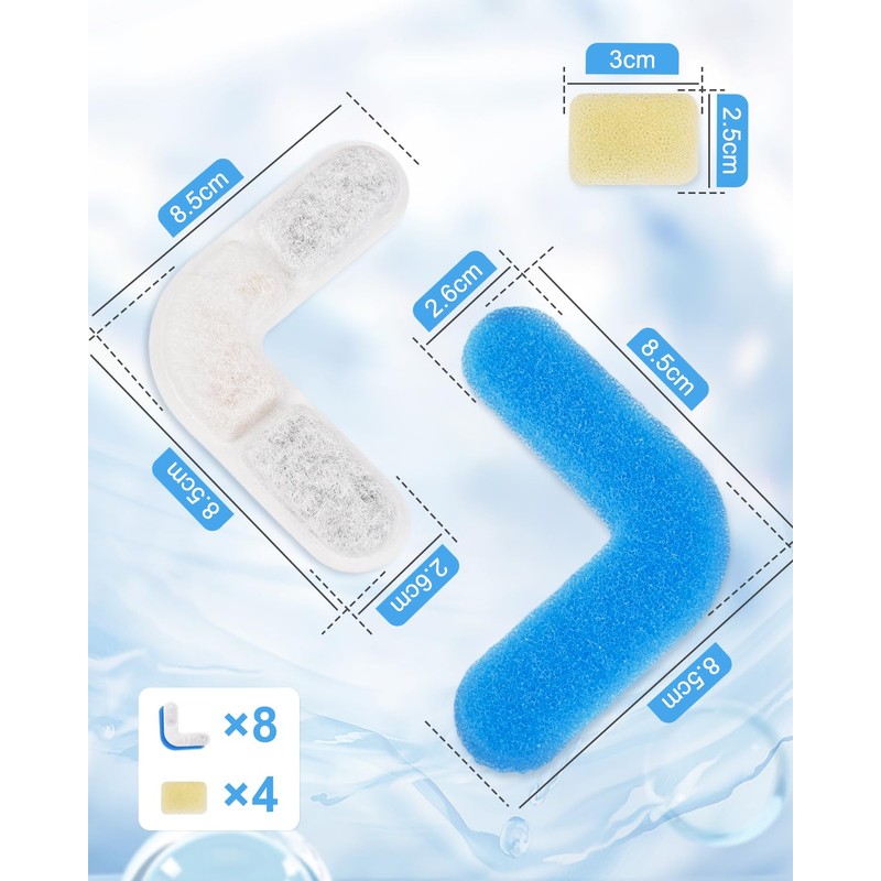 8 Pack Replacement Filters & 4 Pack Replacement Pre-Filter Sponges