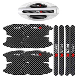 Honda Civic Door Handle Protector, FK Series, FK, FL Series, Compatible with All Series, Scratch Resistant, Abrasion Resistant, Car Paint Protection, Carbon Pattern, Waterproof Material, High