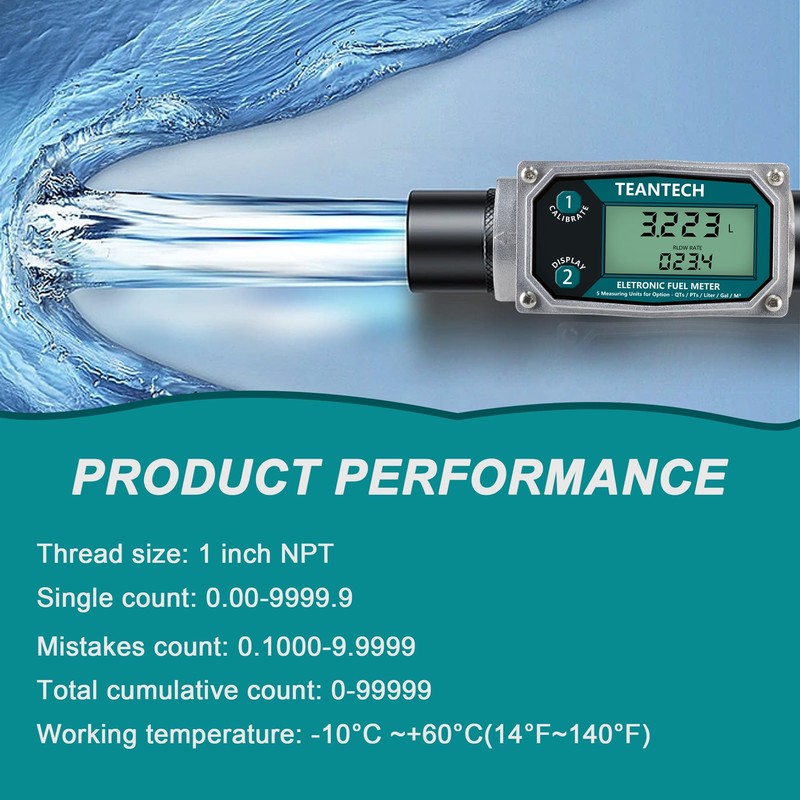 Flow Meter -1 Inch NPT Aluminum Alloy Digital Fuel Meter