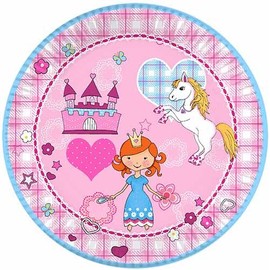 10 Round Paper Plates in the Life of a Princess/Unicorn/Children/Birthday/Girl Diameter 23 cm