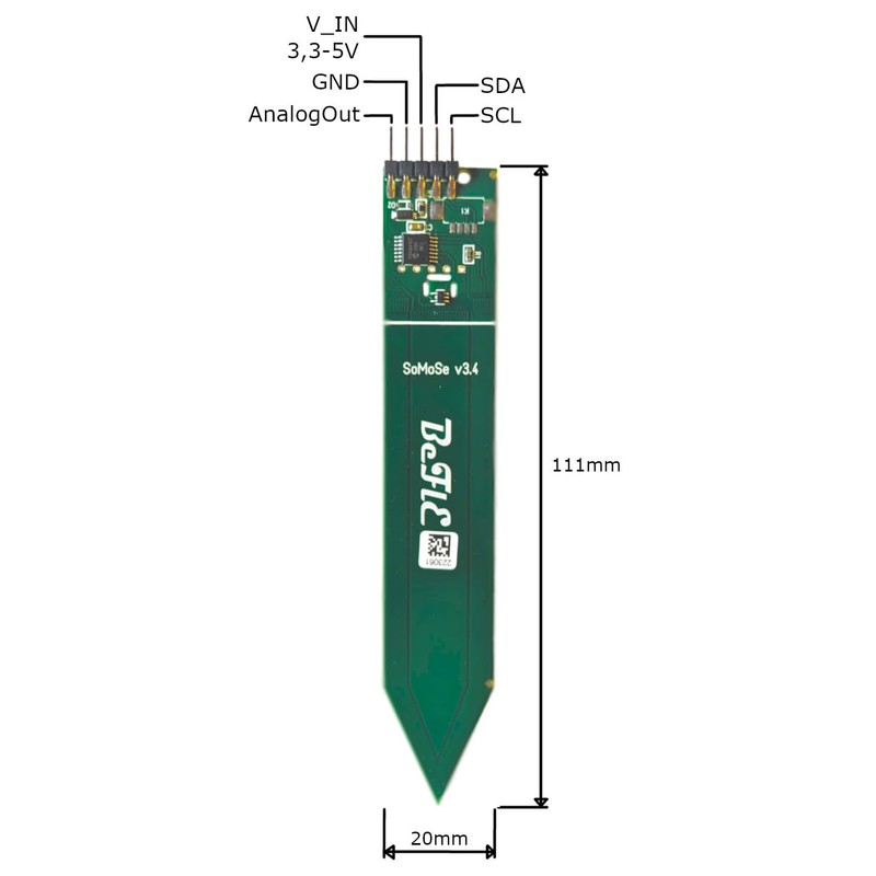 BeFlE SoMoSe v3.4 Capacitive Soil Moisture Sensor with Temperature Sensor