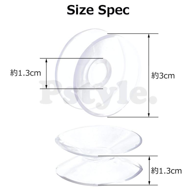 Pstyle PST-040 Suction Cups, Double-Sided, Transparent, Fixed Storage, Convenient Goods,