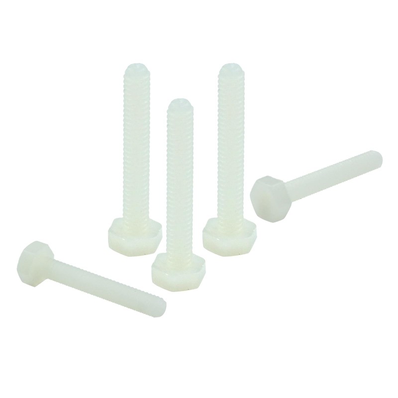 Piutouyar 20 Pair M4x25mm White Nylon Hex Bolts Plastic Hex