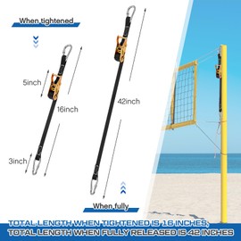 MiniInflat 2 Pcs Volleyball Net Tensioning Ratchet Strap, Heavy Duty Net Tensioning Lever Ratchet, Volleyball Poles Rope Tightener for Indoor & Outdoor Use(Black)