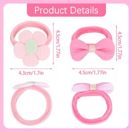 ACO-UINT Toddler Hair Ties 34 Pack Soft Hair Bands for Little Girls Elastics Baby Hair Ties No Damage Cute Candy Colorful Pony Tails Holders with Flower and Bows Hair Accessories for Girls