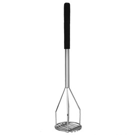 TrueCraftware- 18-inch Round Potato Masher Chrome Plated with Soft Grip Handle- Masher Kitchen Tool & Food Masher/Potato Smasher Perfect for Bean Vegetable Fruits Avocado and Meat
