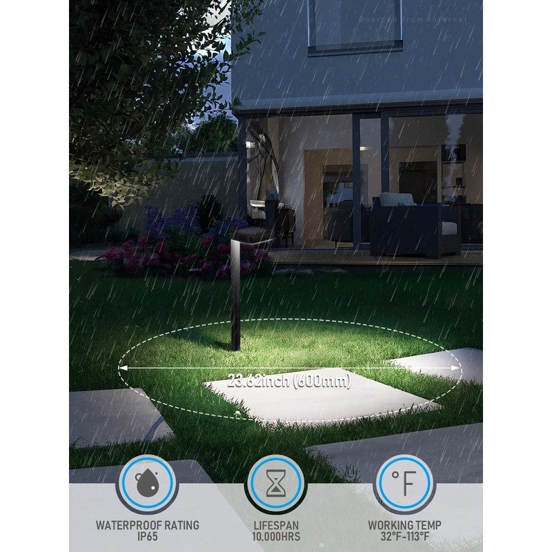 LEONLITE 2CCT Solar Landscape Pathway Lights Outdoor, 50/100% Dimmable, Auto