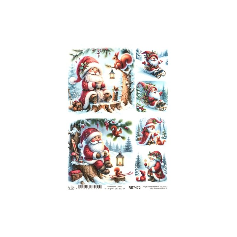 Josys Bastelmärchen Rice Paper DIN A4 Straw Silk Decoupage Christmas