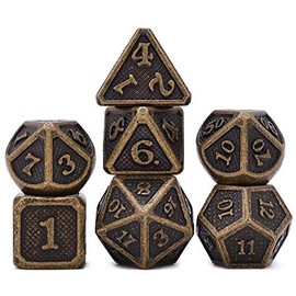 Solid Metal Polyhedral Dice Set for Dungeons & Dragons DND (Dragonscale)