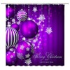 ZNLSU Merry Christmas Shower Curtain Purple Xmas Ball Snowflake Dreamy
