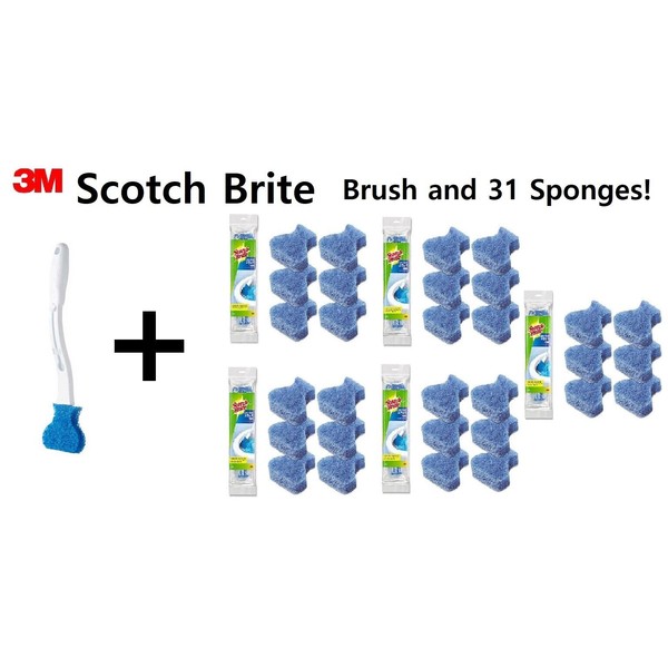 31 Refills with One Cleaning Stick Package Scotch Brite Toilet Brush Scrub