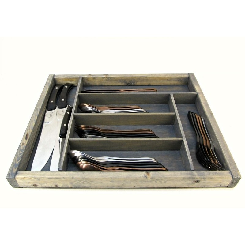 Knork Storage Tray/Flatware Organizer, large, Weathered Gray