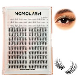 Cluster Eyelash Extensions with Bottom Lashes Left&Right Wispy Eyelashes Clusters D Curl 12-18mm Individual Lashes Soft Matte Black Fluffy Cat Eye Lash Clusters DIY At Home 174pcs, by Momolash