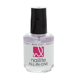Nailite All-In-One Nail Polish Treatment – Base Coat, Top Coat and Ridge Filler – Protects Brittle Nails from Chipping, Peeling and Fading (1/2 fl. Oz)