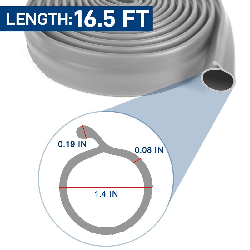16.5 FT Garage Door Bottom Seal Rubber 0.19" P Bulb