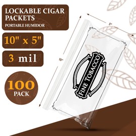 APQ Paquete De 50 Bolsas De Puros Con Cierre Deslizante De 10 x 5. Bolsas De Plástico Transparente Impresas Con "Puros Finos" 25,4 x 12,7 cm. Bolsas De Polietileno De Baja Densidad Con 3 Mil De Espesor. Bolsas Con Cierre Deslizante Almacenamiento