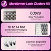 Marsfarmer 60PCS False Eyelashes Cluster Set - 40D 3 Size