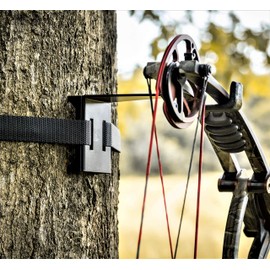 BWD Bow Hanger - ON Your Tree Faster Than Your Old Screw-in - Legal on All State and Federal Lands - 500 LB Rated Ratchet Strap and Heat Treated Steel - Black